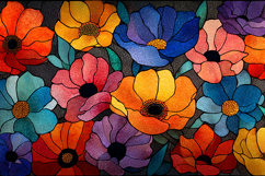 Colorful Floral Stained Glass Pattern Art Product Image 1