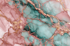 Blush Pink Teal Marble with Gold Veins Product Image 1
