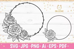 Rose monogram SVG, rose SVG, Wedding flowers, Flowers SVG Product Image 1
