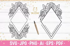 Rose SVG, rose PNG, Wedding Monogram, Floral monogram SVG Product Image 1