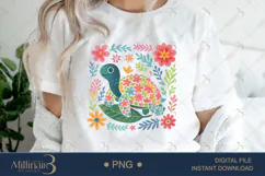 Boho Floral Sea Turtle Watercolor PNG | Ocean Animal Clipart Product Image 1