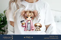 Funny Girl Early Morning PNG | Less Talk More Coffee PNG Product Image 1