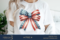 Coquette Bow USA Flag PNG | Girly 4th of July PNG for Tees Product Image 1