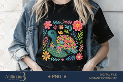 Boho Floral Sea Turtle Watercolor PNG | Ocean Animal Clipart Product Image 2