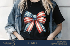 Coquette Bow USA Flag PNG | Girly 4th of July PNG for Tees Product Image 2