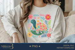 Boho Floral Sea Turtle Watercolor PNG | Ocean Animal Clipart Product Image 3