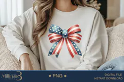 Coquette Bow USA Flag PNG | Girly 4th of July PNG for Tees Product Image 3