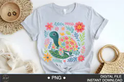 Boho Floral Sea Turtle Watercolor PNG | Ocean Animal Clipart Product Image 4