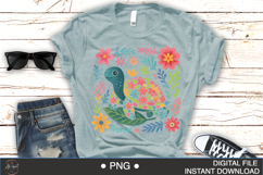 Boho Floral Sea Turtle Watercolor PNG | Ocean Animal Clipart Product Image 6