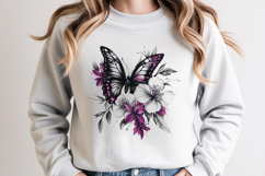 Butterfly with Daisy Flowers PNG Product Image 2