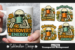 Introvert Energy Skeleton PNG, Funny Introvert Mug PNG Product Image 1
