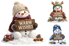 Snowman Christmas Sublimation Clipart Bundle, Winter PNG Product Image 3