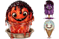 Creepy Ice Cream Monster Clipart, Goth Sublimation PNG Product Image 2