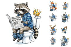 Grumpy Animal Toilet Clipart Sublimation Product Image 3