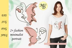 Abstract Woman Face-butterfly Line Art. SVG, PNG, EPS Product Image 1