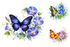 Watercolor Butterfly Floral Clipart Product Image 2