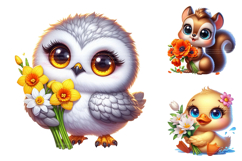 Cute Floral Baby Animals Clipart Bundle Product Image 2