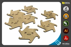 Puzzle Wooden Coasters, Wooden Jigsaw Puzzle, Laser Cut File Product Image 2