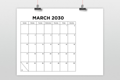 2030 Small Number Simple 8.5x11 Inch Calendar Product Image 2