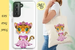 Cute tiger girl with beautiful eyes in a dress, Year 2022 Product Image 2