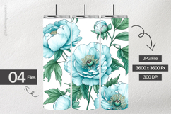 Aqua Peonies Digital Papers - 04 Variations Product Image 2