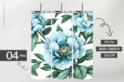Aqua Peonies Digital Papers - 04 Variations Product Image 2