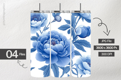 Blue Peonies Digital Papers - 04 Variations Product Image 2