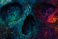 Colorful Abstract Skull Artwork Fantasy Dark Texture Design Product Image 1