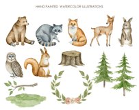 Watercolor woodland animals clipart. Forest clipart Product Image 2