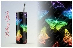 2 Neon Butterflies Patterns - 20oz Skinny Tumbler Product Image 2