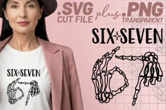 4x Six Seven 67 Skeleton Hands SVG Cut Files Shirt Design Product Image 3