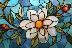 Floral Stained Glass Art Background with Blue Tones Product Image 1