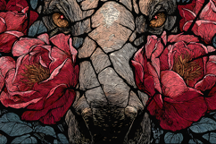 Floral Animal Illustration with Roses Artistic Background Product Image 1