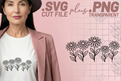 4x Floral SVG Rose Daisy Border Cut Files Cricut PNG Product Image 3