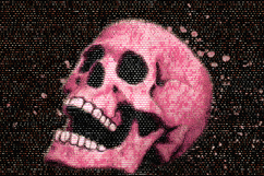 Pink Halftone Skull Art Retro Grunge Textured Design Product Image 1