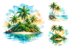 Watercolor Tropical Beach Summer Clipart, Hawaiian Island Product Image 2