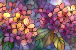 Stained Glass Hydrangea Floral Digital Art Paper Product Image 1