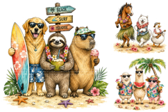 Watercolor Beach Camping Animal Clipart Product Image 2
