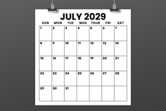 2029 Square 12 x 12 Inch Large Number Calendar Template Product Image 3
