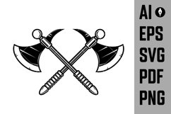 Set of crossed medieval axe isolated on white background. Product Image 3