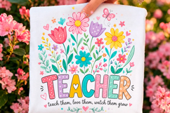 Floral Teacher Watch Them Grow PNG Product Image 1