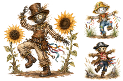 Whimsical Scarecrow Clipart Bundle, Autumn PNG Product Image 2
