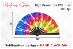 11 Vibrant Tie Dye Patterns - HAND CLACK FAN Sublimation. Product Image 2