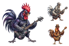 Rocker Rooster Clipart, Punk Chicken PNG Product Image 2
