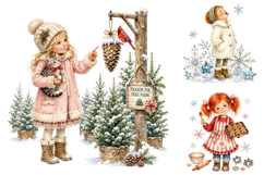 Watercolor Christmas Girls PNG Clipart Product Image 2