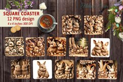 Easter bunny rabbit Square Coaster sublimation BUNDLE Product Image 1