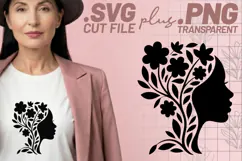 4x Breast Cancer Awareness Floral Woman SVG Cut Files Product Image 3
