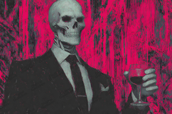 Elegant Skeleton in Suit Dark Retro Grunge Art Design Product Image 1