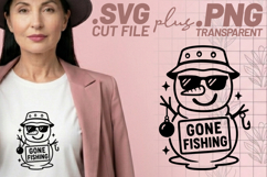 4x Ice Fishing Snowman Legend Gone Fishing SVG Cut Files Art Product Image 3