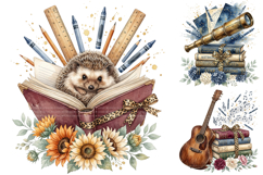 Watercolor Back To School Clipart, Watercolor Teacher Books Product Image 2